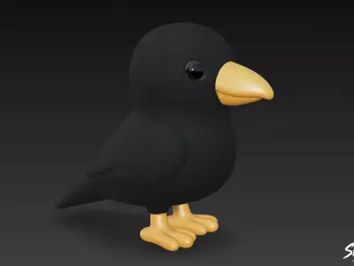 Cartoon Plush Crow Low-poly 3D model