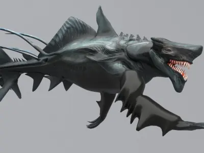 Sea monster leviathan Low-poly 3D model