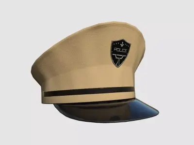 Police Cap 06 Beige - Military Character Design Fashion Low-poly 3D model