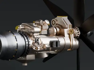 Realistic Engine - Turboprop Low-poly 3D model