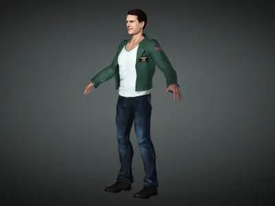 Maverick man in jeans Low-poly 3D model