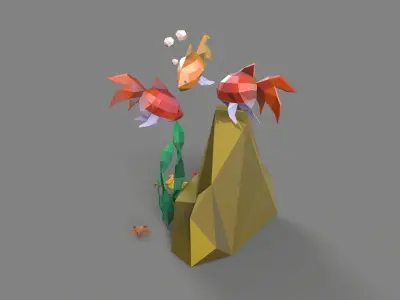 Lowpoly Trees sea Low-poly 3D model