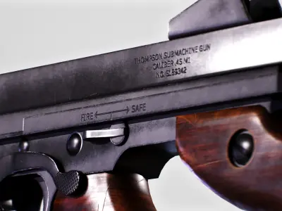 M1 THOMPSON - II WOLRD WAR - EUA ARMY Low-poly 3D model