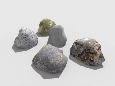 low poly rocks collection 3 four Low-poly 3D model