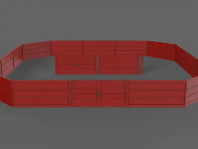PBR Gate and Fence 2 Low-poly 3D model