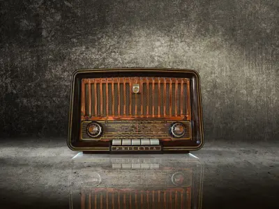 Low Poly Old Radio 4 maresal3d Low-poly 3D model