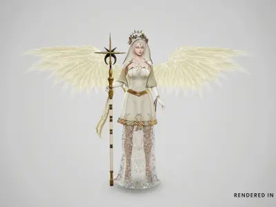 Angelic Priest Low-poly 3D model