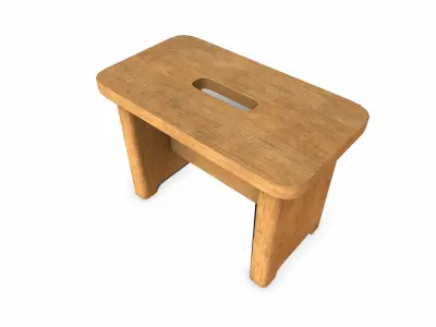 Old Wooden Stool 4 Low-poly PBR Free low-poly 3D model