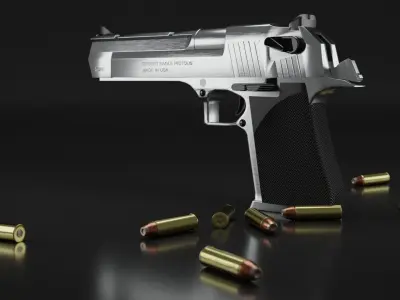 Desert Eagle PBR Model caliber 50 AE Low-poly 3D model
