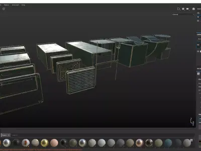 AirDucts set of metal boxes Low-poly 3D model