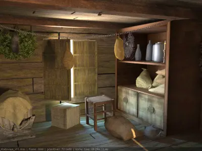 Warehouse provisions on pirate ship 3D model