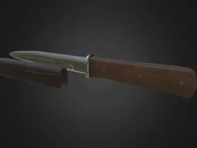 WW1 German Knife with a satch asset Free low-poly 3D model