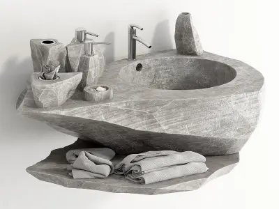 Washing stone bathroom 3D model