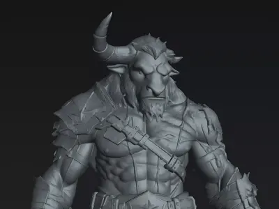 Minotaur Gorath Ironhorn Warlord 75mm STL 3D Print Miniature 3D print model