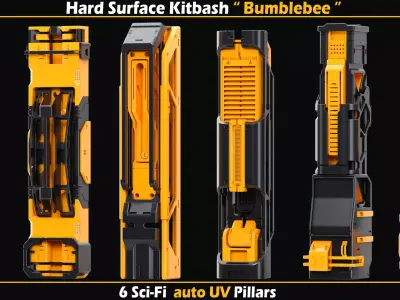 Sci-Fi Hard Surface Kitbash Pillars 3D model