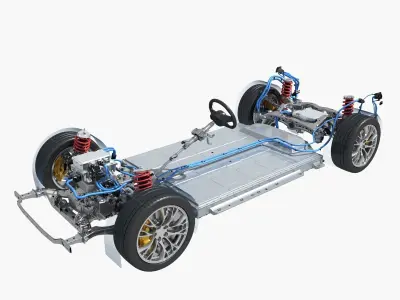 Electric car chassis X-ray 3D model