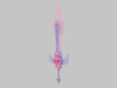 Heartblade Fantasy Sword Low-poly 3D model