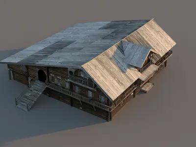 Russian wooden house on Kizhi island 3D model