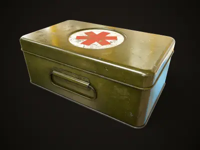 Metal first aid kit with lid Low-poly 3D model