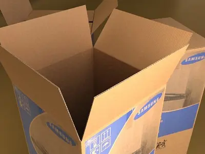 Photorealistic Cardboard Box High Res 3D model