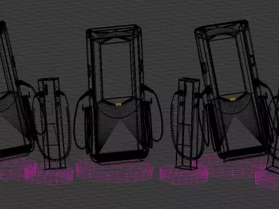 EV Charging Station Collection Set Modern Charging Pack Low-poly 3D model