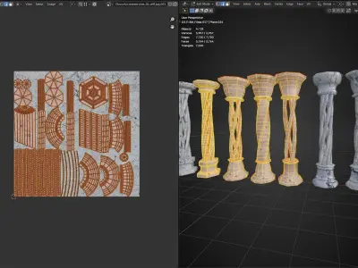 Arch Pilars Ivy Low-poly 3D model