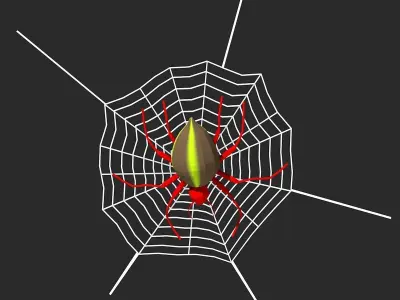 Cartoon Tree with Spider Web Low-poly 3D model