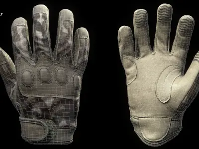 Tactical Gloves 028 Low-poly 3D model