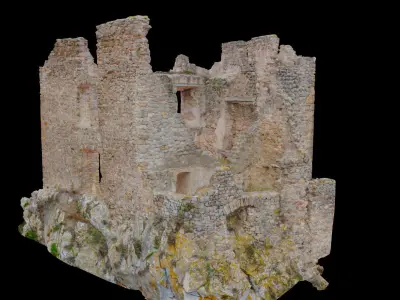 Castle Ruins Walls Scanned PBR Low-poly 3D model