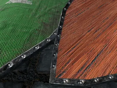 Medieval round shield with coat of arms 2 Low-poly 3D model