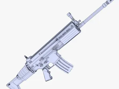 FN SCAR-L Assault Rifle Low-poly 3D model