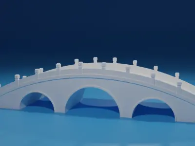 Cartoon Chinese Stone Bridge Low-poly 3D model