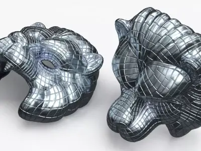 Ornamental Lion Mask Silver 3D model