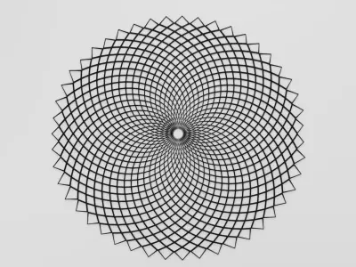 Fibonacci Phyllotaxis Spiral Disc - Dark Iron Metal Low-poly 3D model