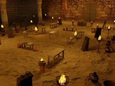 Ancient Egypt Punishment Set Mummification Tools 3D model