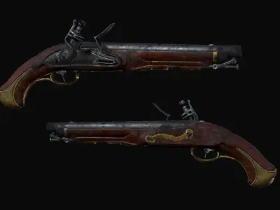 Old Pistol Low-poly 3D model