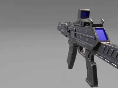 Sub Machine Gun - Black Color - Sporty Style Low-poly 3D model