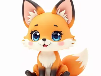 Cute Cartoon Fox 3D Model Low-poly 3D model