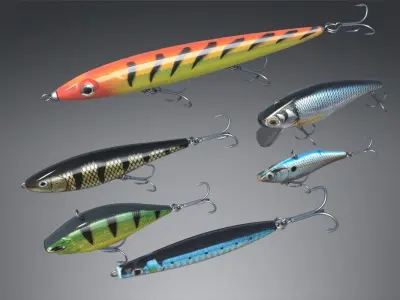 Fishing lure set 3D model