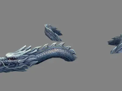 Stone Dragon Sculpture - Multi Section Placement Low-poly 3D model