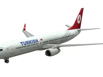 Lowpoly B737-800 3D Model turkish airliner flying Low-poly 3D model