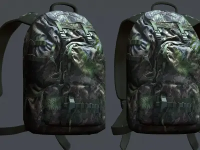 Backpack military combat Black baggage Low-poly 3D model