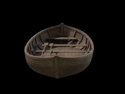 Old wooden boat 3D model