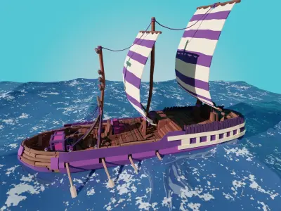 Stylized Ship-5 Low-poly 3D model