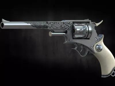 Frankenstein pistol low poly game ready gun model Low-poly 3D model