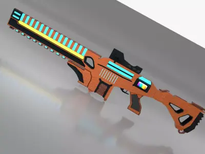 Sci Fi Gun Game Ready Low-poly 3D model
