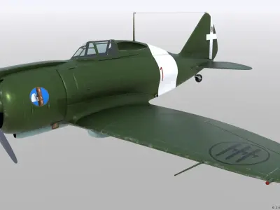 Re2000 Falco I - Catapult version - Not rigged Low-poly 3D model