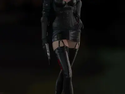 Military girl rig hot girl resident evil Low-poly 3D model