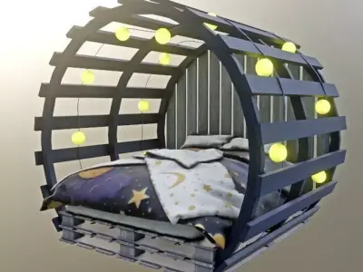 Goodnight Moon Bed Low-poly 3D model