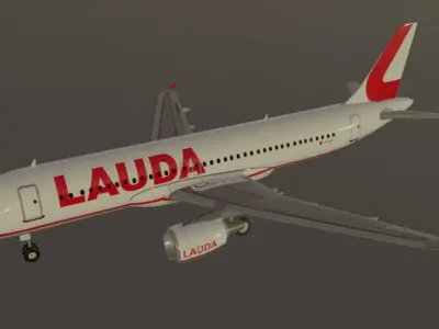 Lauda airlines airbus a320-214 low poly 3D Model  Low-poly 3D model